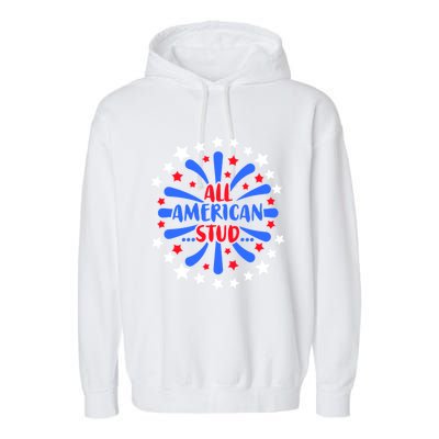 All American Studs Patriotic Stud American Funny Cute Gift Garment-Dyed Fleece Hoodie