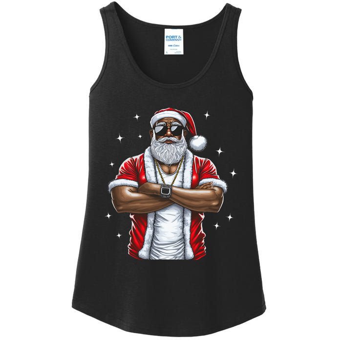 African American Santa Christmas Pajama  Ladies Essential Tank