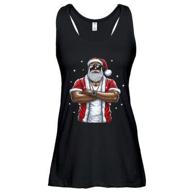 African American Santa Christmas Pajama  Ladies Essential Flowy Tank