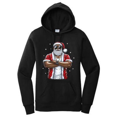 African American Santa Christmas Pajama  Women's Pullover Hoodie