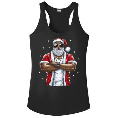 African American Santa Christmas Pajama  Ladies PosiCharge Competitor Racerback Tank