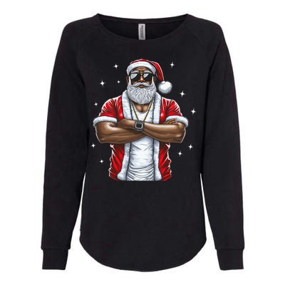 African American Santa Christmas Pajama  Womens California Wash Sweatshirt