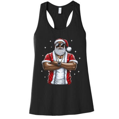 African American Santa Christmas Pajama  Women's Racerback Tank