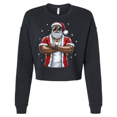 African American Santa Christmas Pajama  Cropped Pullover Crew