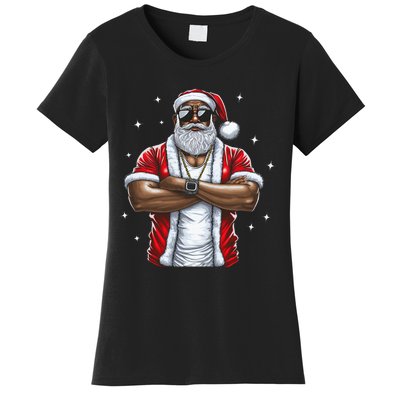 African American Santa Christmas Pajama  Women's T-Shirt