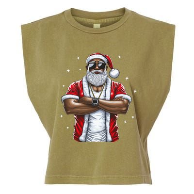 African American Santa Christmas Pajama  Garment-Dyed Women's Muscle Tee