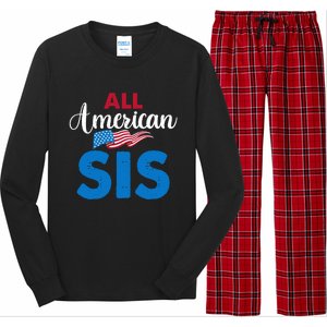 All American Sis 4th Of July Usa Flag Matching Family Great Gift Long Sleeve Pajama Set