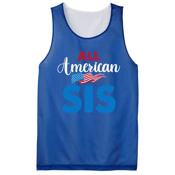 All American Sis 4th Of July Usa Flag Matching Family Great Gift Mesh Reversible Basketball Jersey Tank