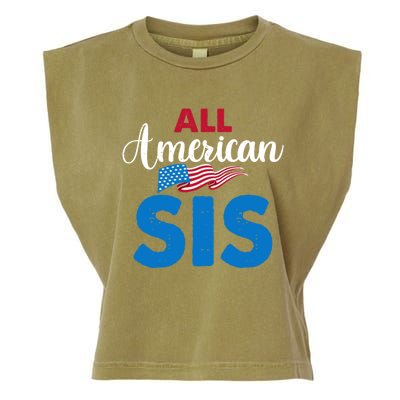 All American Sis 4th Of July Usa Flag Matching Family Great Gift Garment-Dyed Women's Muscle Tee