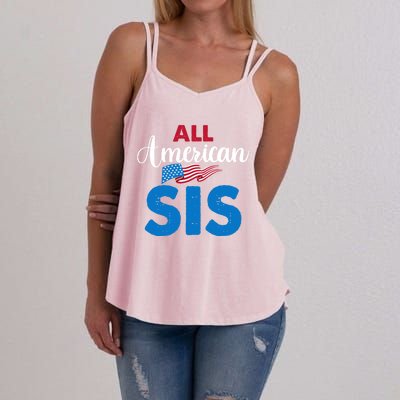 All American Sis 4th Of July Usa Flag Matching Family Great Gift Women's Strappy Tank