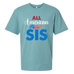 All American Sis 4th Of July Usa Flag Matching Family Great Gift Sueded Cloud Jersey T-Shirt