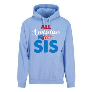 All American Sis 4th Of July Usa Flag Matching Family Great Gift Unisex Surf Hoodie