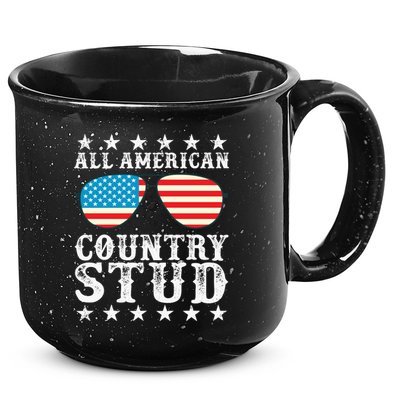 All American Stud Boy Country 4th of July USA Flag Gift 15oz Campfire Ceramic Mug