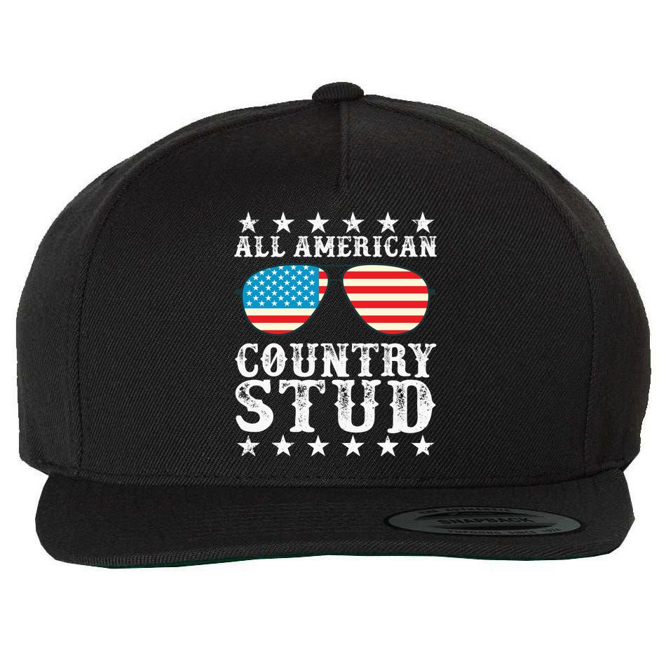 All American Stud Boy Country 4th of July USA Flag Gift Wool Snapback Cap