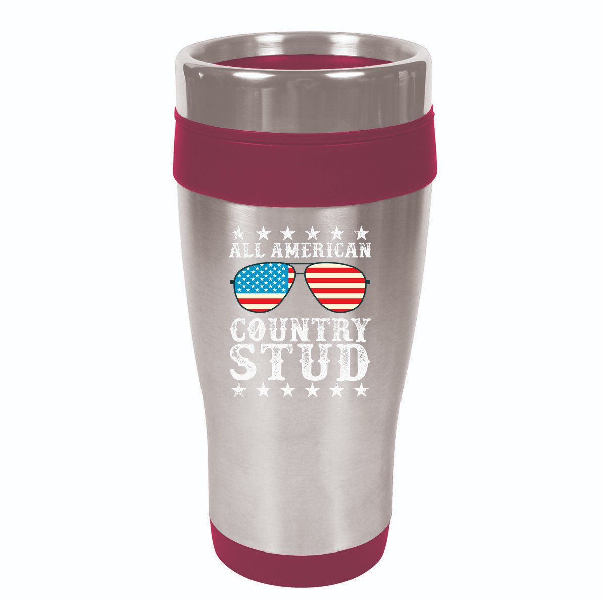 All American Stud Boy Country 4th of July USA Flag Gift 16oz Travel Tumbler