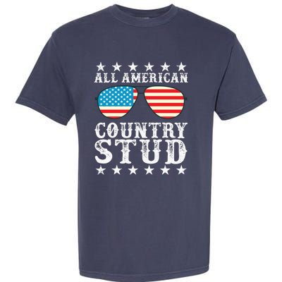 All American Stud Boy Country 4th of July USA Flag Gift Garment-Dyed Heavyweight T-Shirt