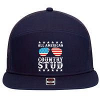 All American Stud Boy Country 4th of July USA Flag Gift 7 Panel Mesh Trucker Snapback Hat