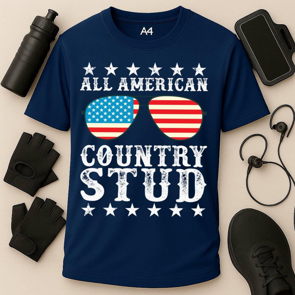 All American Stud Boy Country 4th of July USA Flag Gift Cooling Performance Crew T-Shirt