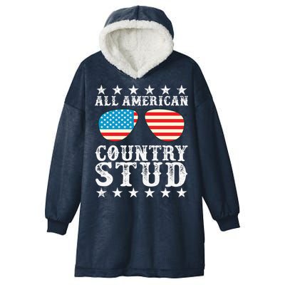 All American Stud Boy Country 4th of July USA Flag Gift Hooded Wearable Blanket