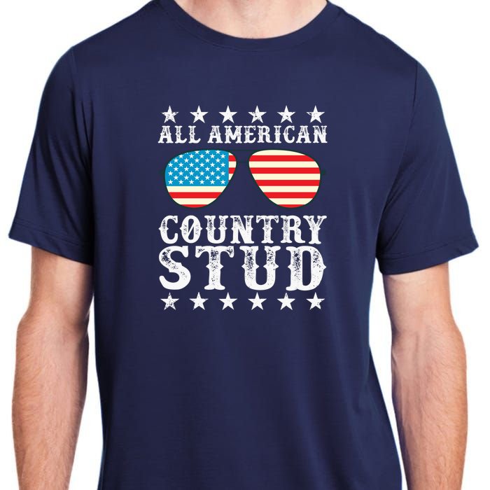 All American Stud Boy Country 4th of July USA Flag Gift Adult ChromaSoft Performance T-Shirt