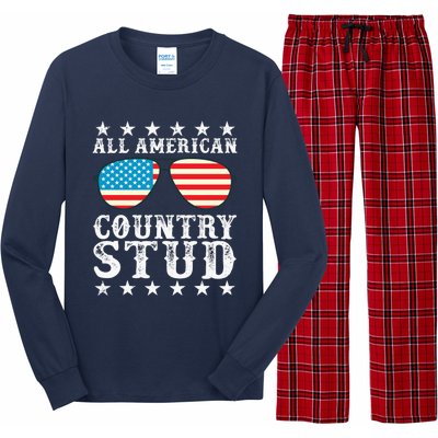 All American Stud Boy Country 4th of July USA Flag Gift Long Sleeve Pajama Set