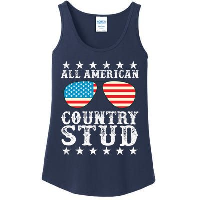 All American Stud Boy Country 4th of July USA Flag Gift Ladies Essential Tank