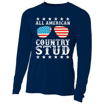 All American Stud Boy Country 4th of July USA Flag Gift Cooling Performance Long Sleeve Crew