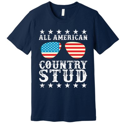 All American Stud Boy Country 4th of July USA Flag Gift Premium T-Shirt