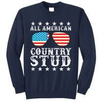 All American Stud Boy Country 4th of July USA Flag Gift Tall Sweatshirt