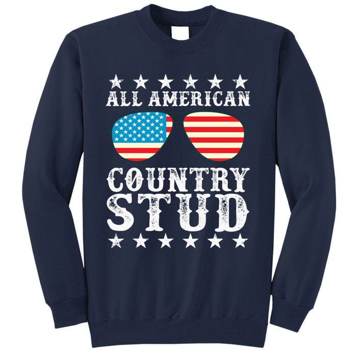 All American Stud Boy Country 4th of July USA Flag Gift Tall Sweatshirt