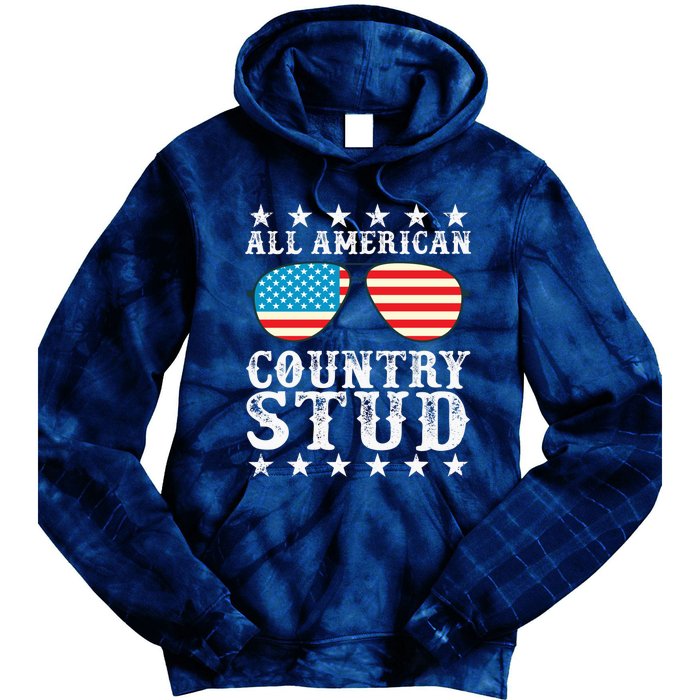 All American Stud Boy Country 4th of July USA Flag Gift Tie Dye Hoodie