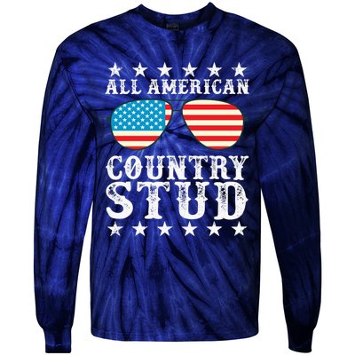 All American Stud Boy Country 4th of July USA Flag Gift Tie-Dye Long Sleeve Shirt