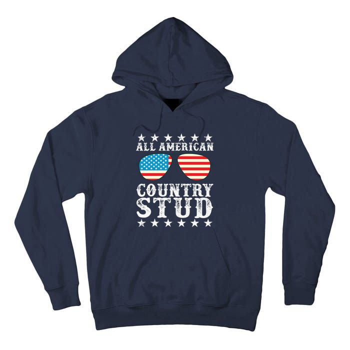 All American Stud Boy Country 4th of July USA Flag Gift Tall Hoodie