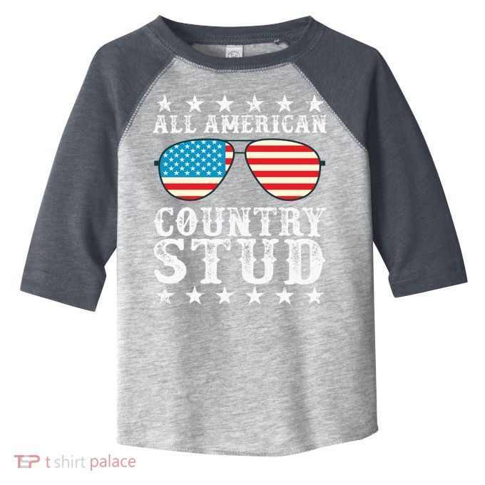 All American Stud Boy Country 4th of July USA Flag Gift Toddler Fine Jersey T-Shirt