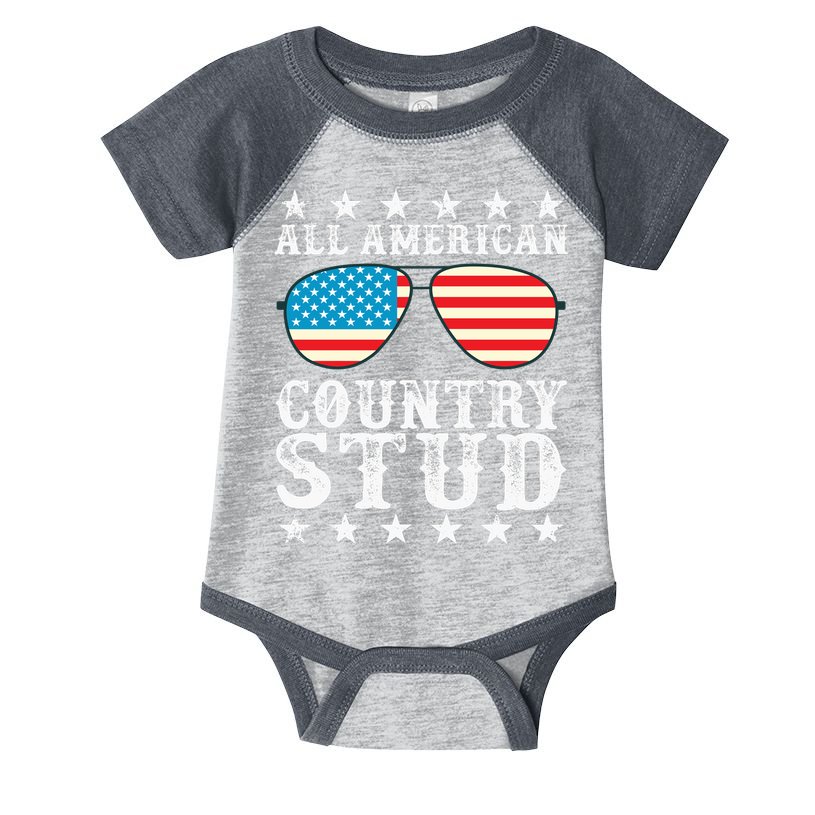 All American Stud Boy Country 4th of July USA Flag Gift Infant Baby Jersey Bodysuit