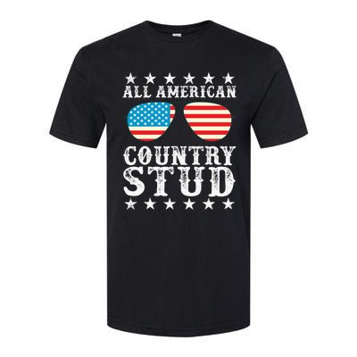 All American Stud Boy Country 4th of July USA Flag Gift Softstyle CVC T-Shirt