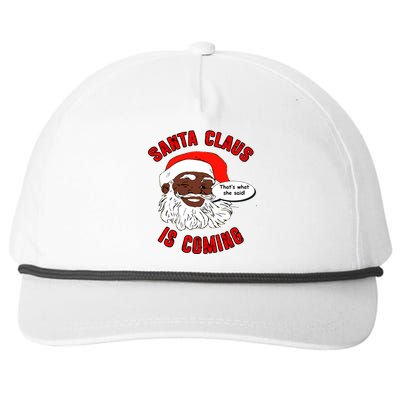 African American Santa Claus Is Coming ThatS What She Said Gift Snapback Five-Panel Rope Hat