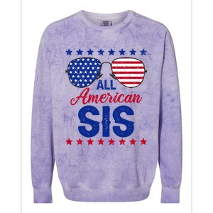 All American Sis 4th Of July Usa Flag Sister Family Matching Funny Gift Colorblast Crewneck Sweatshirt