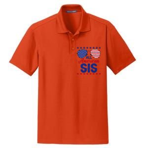 All American Sis 4th Of July Usa Flag Sister Family Matching Funny Gift Dry Zone Grid Polo