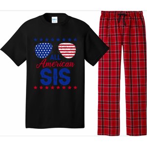 All American Sis 4th Of July Usa Flag Sister Family Matching Funny Gift Pajama Set