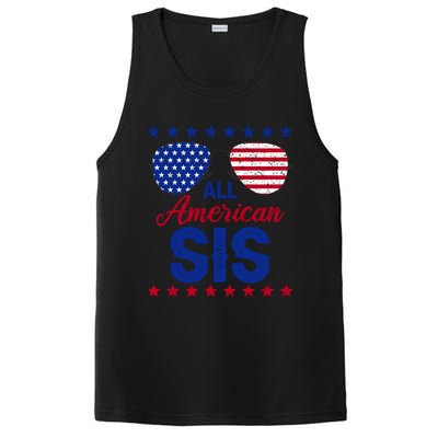 All American Sis 4th Of July Usa Flag Sister Family Matching Funny Gift PosiCharge Competitor Tank