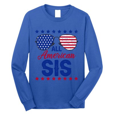 All American Sis 4th Of July Usa Flag Sister Family Matching Funny Gift Long Sleeve Shirt