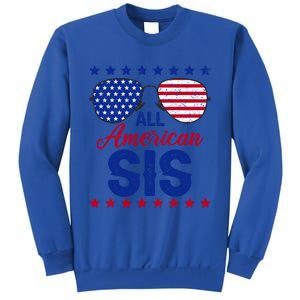 All American Sis 4th Of July Usa Flag Sister Family Matching Funny Gift Sweatshirt