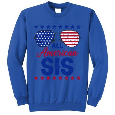 All American Sis 4th Of July Usa Flag Sister Family Matching Funny Gift Sweatshirt