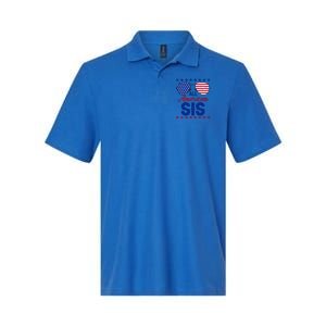 All American Sis 4th Of July Usa Flag Sister Family Matching Funny Gift Softstyle Adult Sport Polo