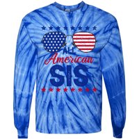 All American Sis 4th Of July Usa Flag Sister Family Matching Funny Gift Tie-Dye Long Sleeve Shirt