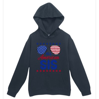 All American Sis 4th Of July Usa Flag Sister Family Matching Funny Gift Urban Pullover Hoodie