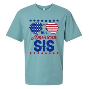 All American Sis 4th Of July Usa Flag Sister Family Matching Funny Gift Sueded Cloud Jersey T-Shirt