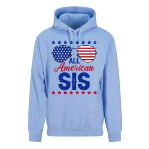 All American Sis 4th Of July Usa Flag Sister Family Matching Funny Gift Unisex Surf Hoodie