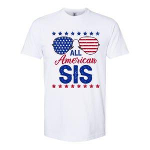 All American Sis 4th Of July Usa Flag Sister Family Matching Funny Gift Softstyle CVC T-Shirt